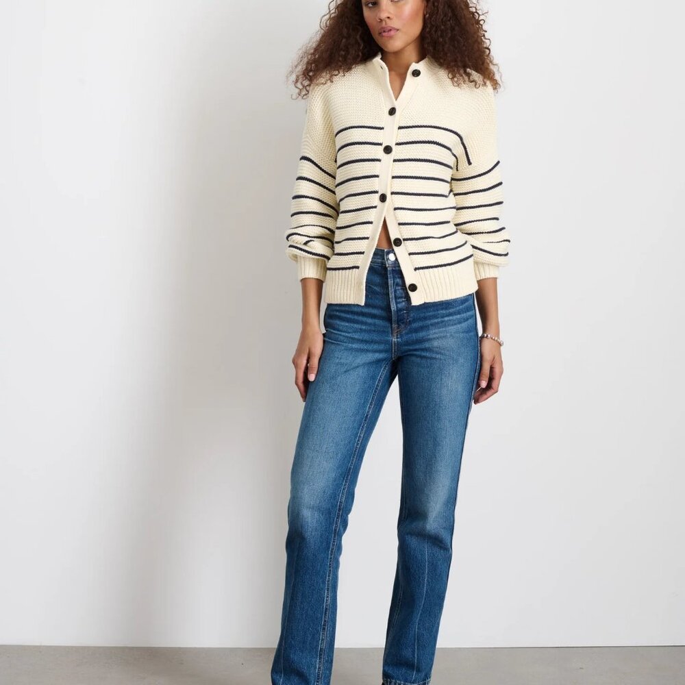 Alex Mill Button-Back Crewneck Sweater in Stripe